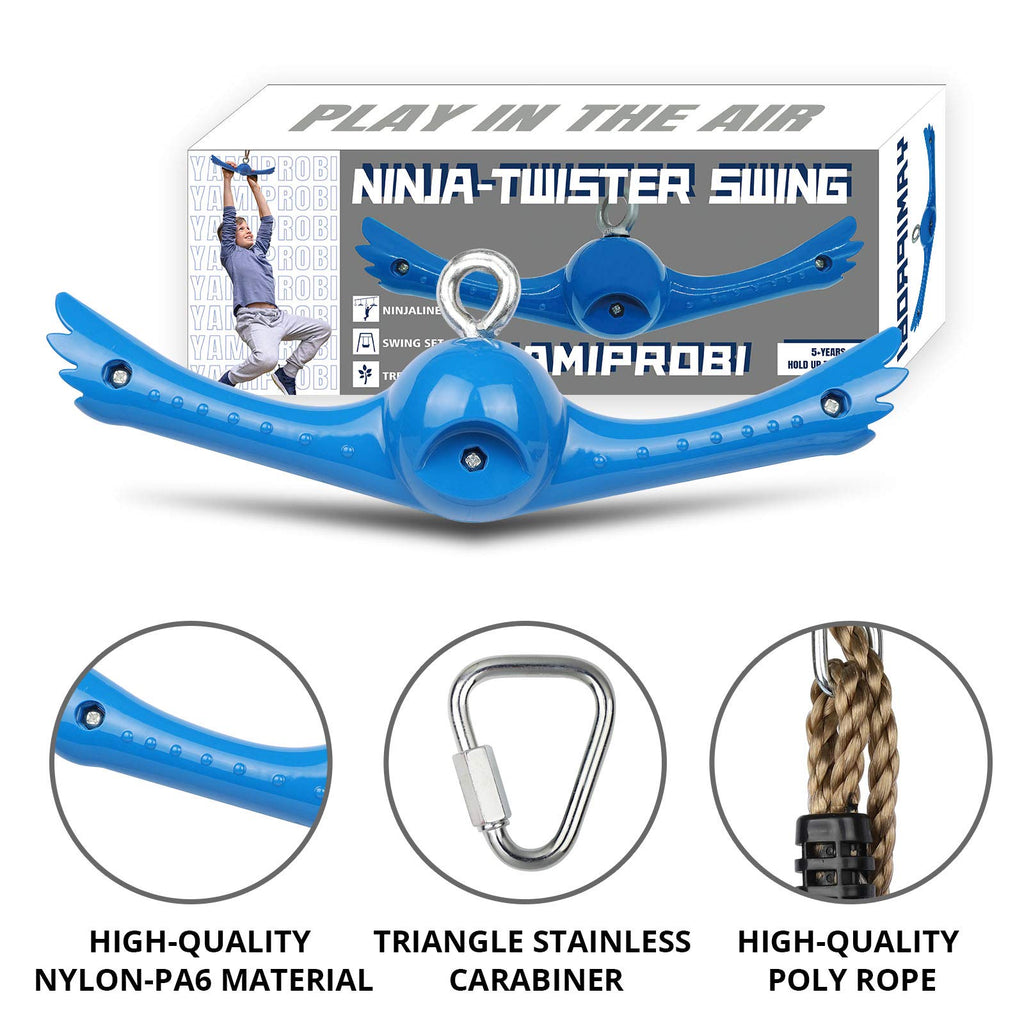 Ninja-Twister Swing Spins Set: Slackline Attachments - 360° Handle Twist-Spin Flips Toy Activate Ninja Powers Warrior