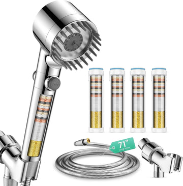 Ion Drops Filtered Shower Head with Handheld with 4PCS Filters, High Pressure 4 Spray Modes Showerhead with Filters