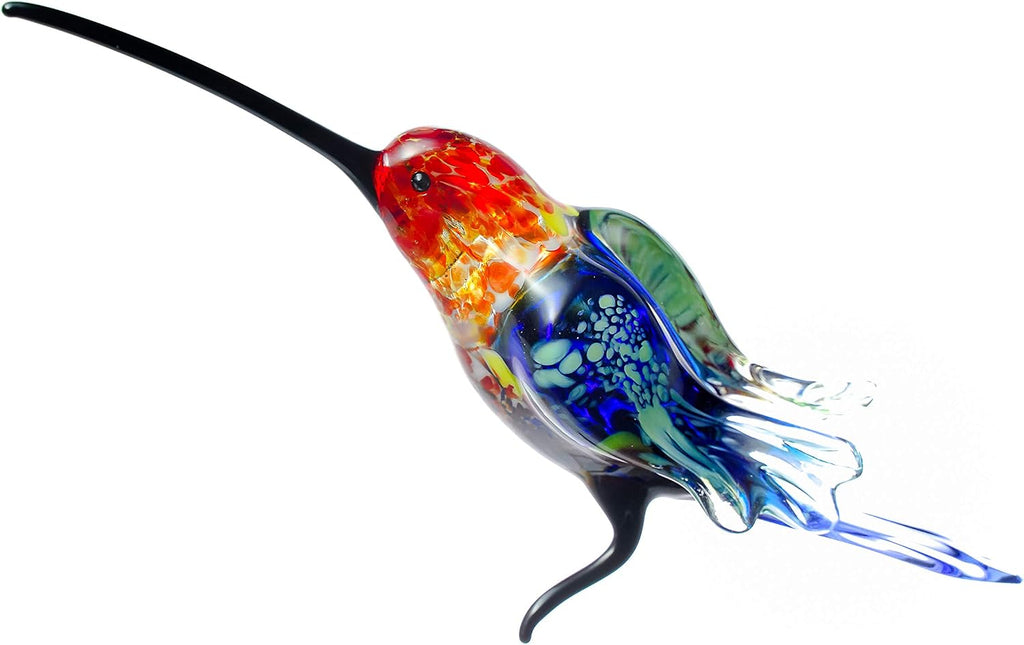 Hummingbird Figurine Hand Blown Art Glass Murano Miniature Animals Birds Collection Glass Blown Sculpture Glass