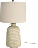 Home 24" Eggshell (Beige) Textured Honeycomb Cottage Farmhouse Table Lamp Table, Living Room, Dining, Entryway