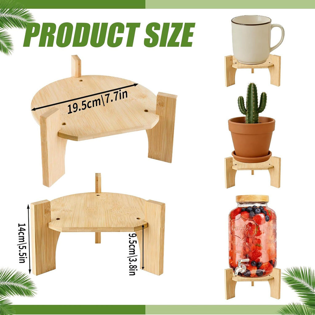 Wood Drink Dispenser Stand Natural Bamboo Fits 6-8 Inch Diameter Beverage Jugs Elegant & Sturdy Stand, Parties, &