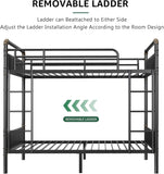 Bunk Bed Twin Over Twin, Heavy Duty Metal Bunkbeds with Ladder and Full-Length Guardrail