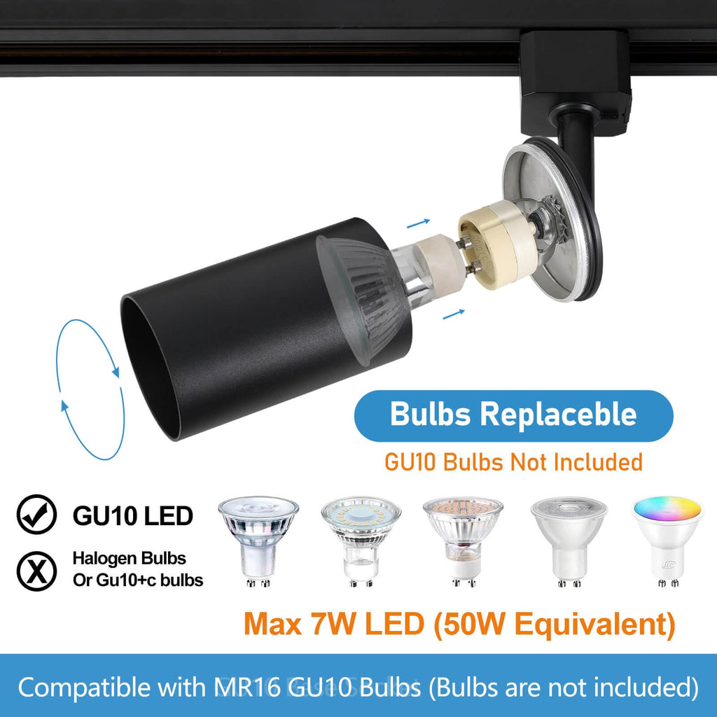 LED Track Lighting Kit with 3.3FT H Track Lighting Rails & Floating Canopy Connector, GU10 Track Light Kit