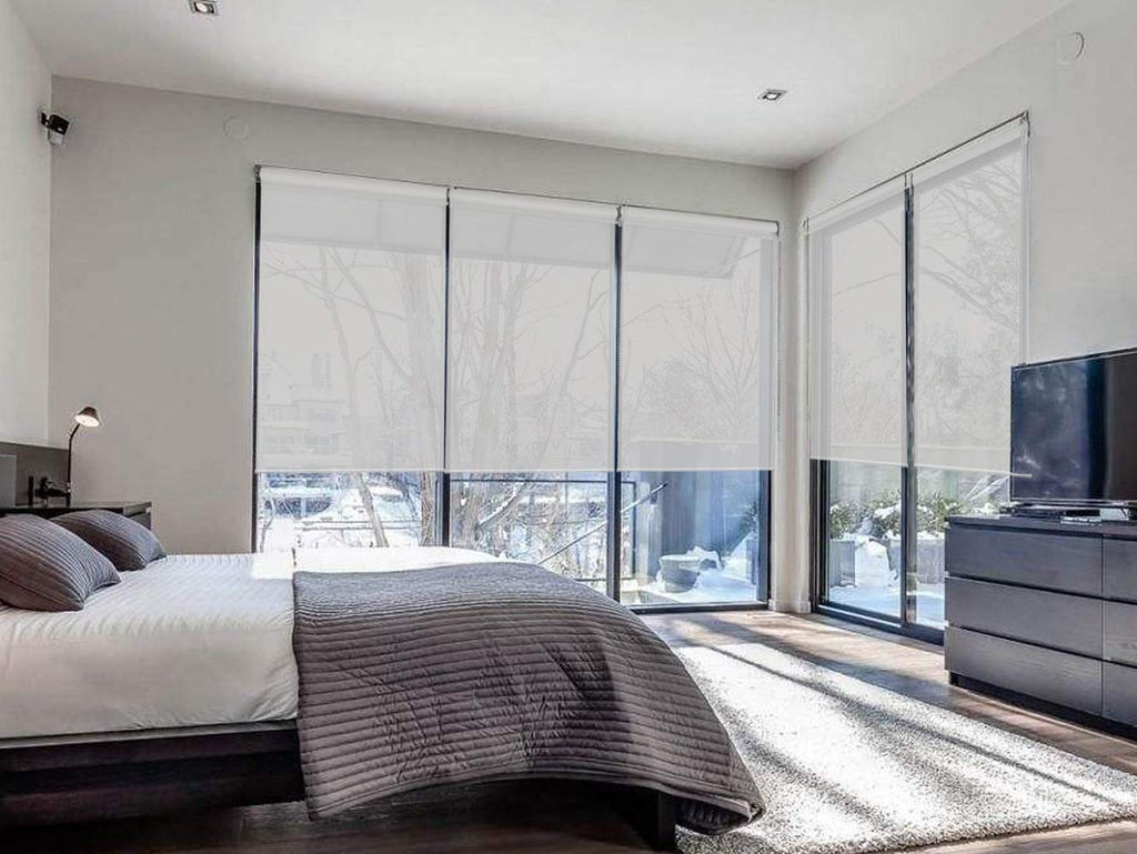 Window Blinds Blackout Roller Shades, Light Grey Custom Window Shades Elegant Roller Blinds, Energy Saving UV