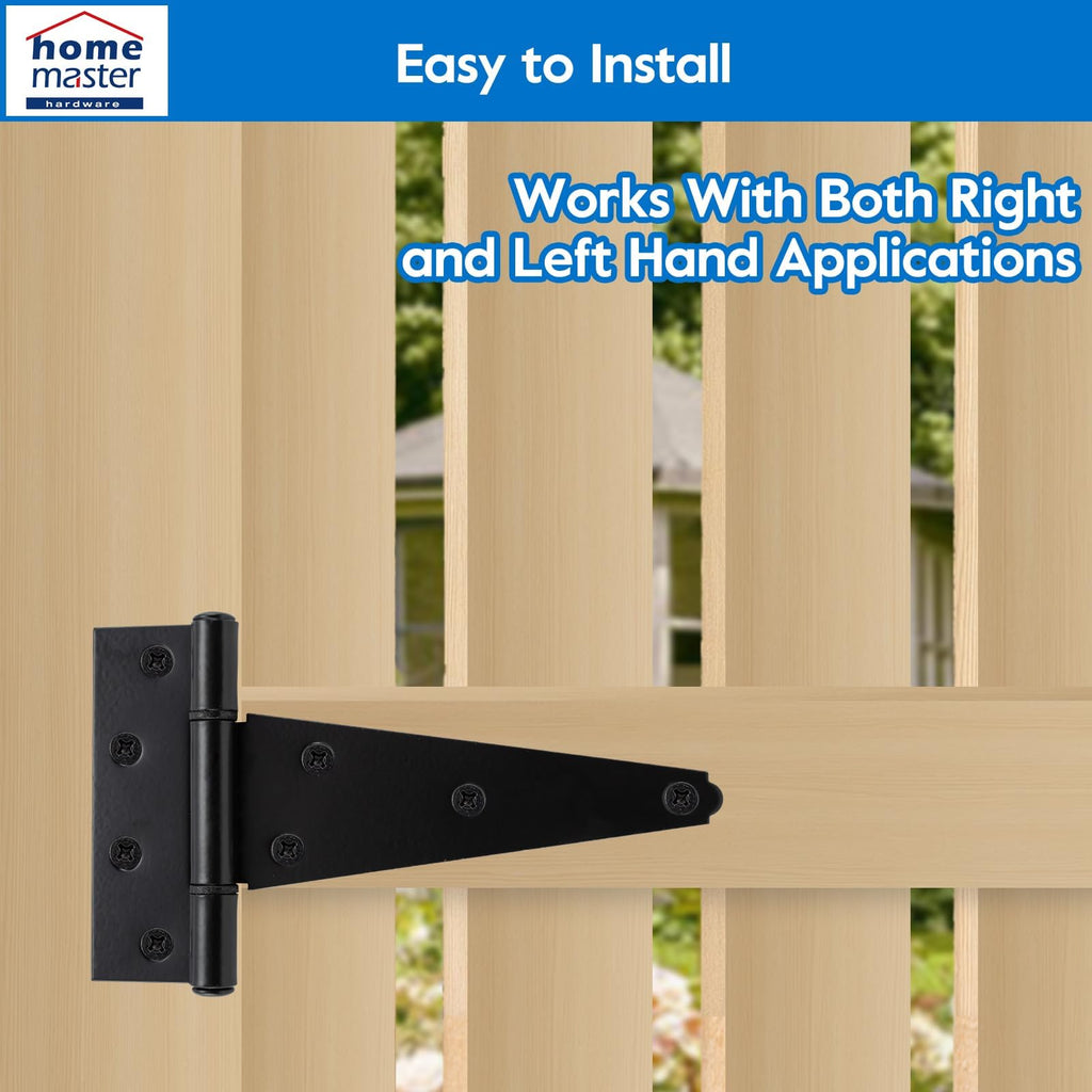 6" Heavy Duty Gate Hinges, 2 Pack T Strap Hinges