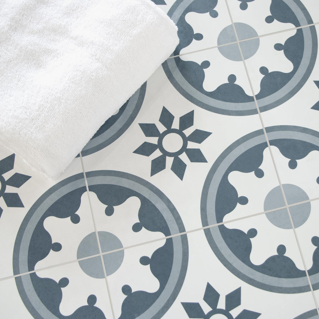 16-Pack Peel and Stick Floor and Wall Tile Bathroom, 9" x 9" Stone Composite Self Adhesive Vinyl Flooring Patterned