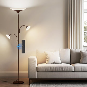 42W 3-Light Torchiere Floor Lamp, LED Tree Standing Lamp