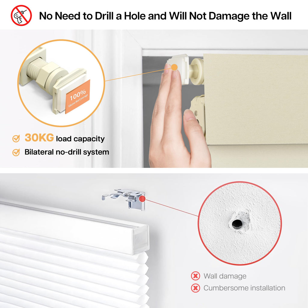 No Drill Blackout Roller Shades, Beige