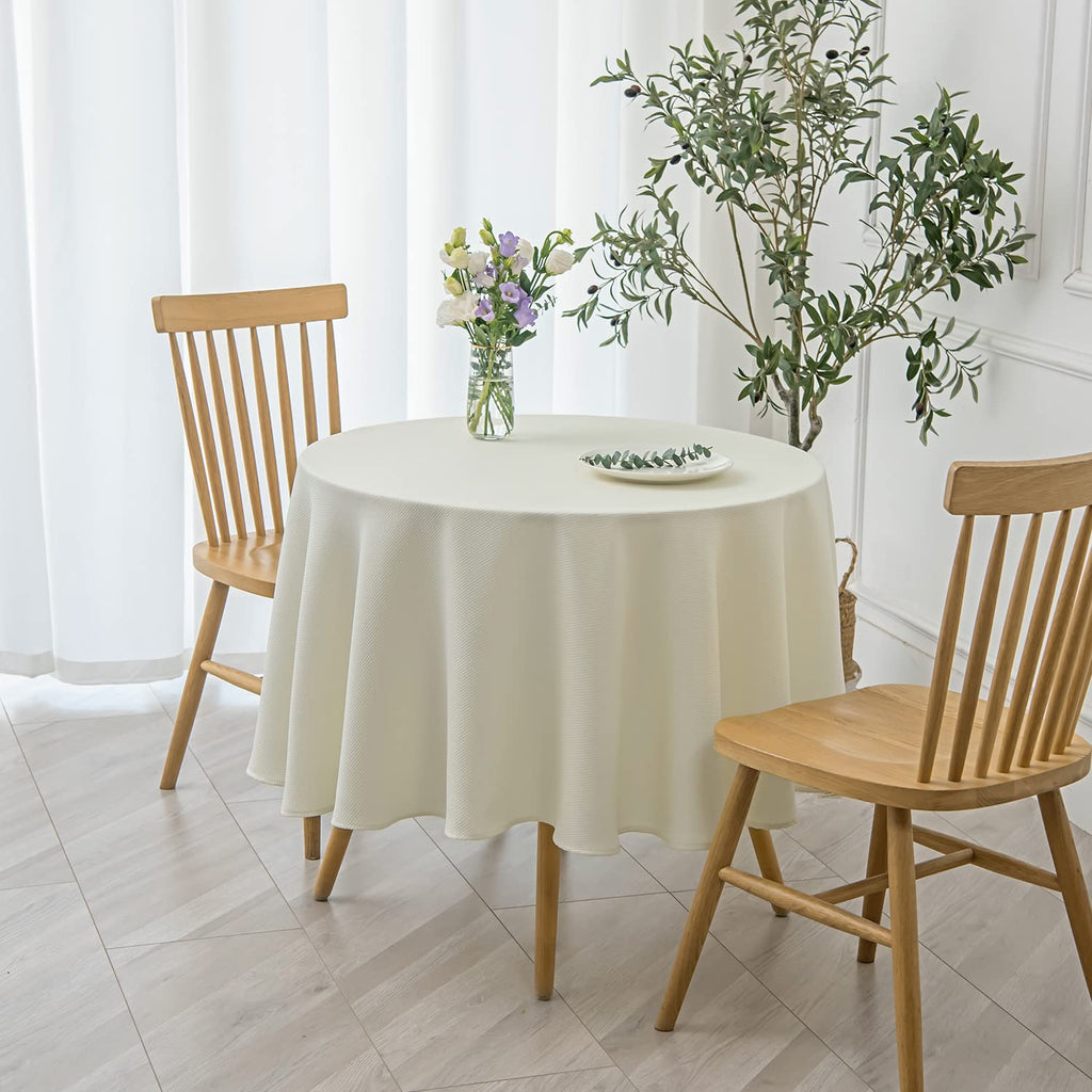 Round Textured Tablecloth Spill-Proof Wrinkle Free Soft Jacquard Table Cloth for Circular Table Cover, Buffet Banquet
