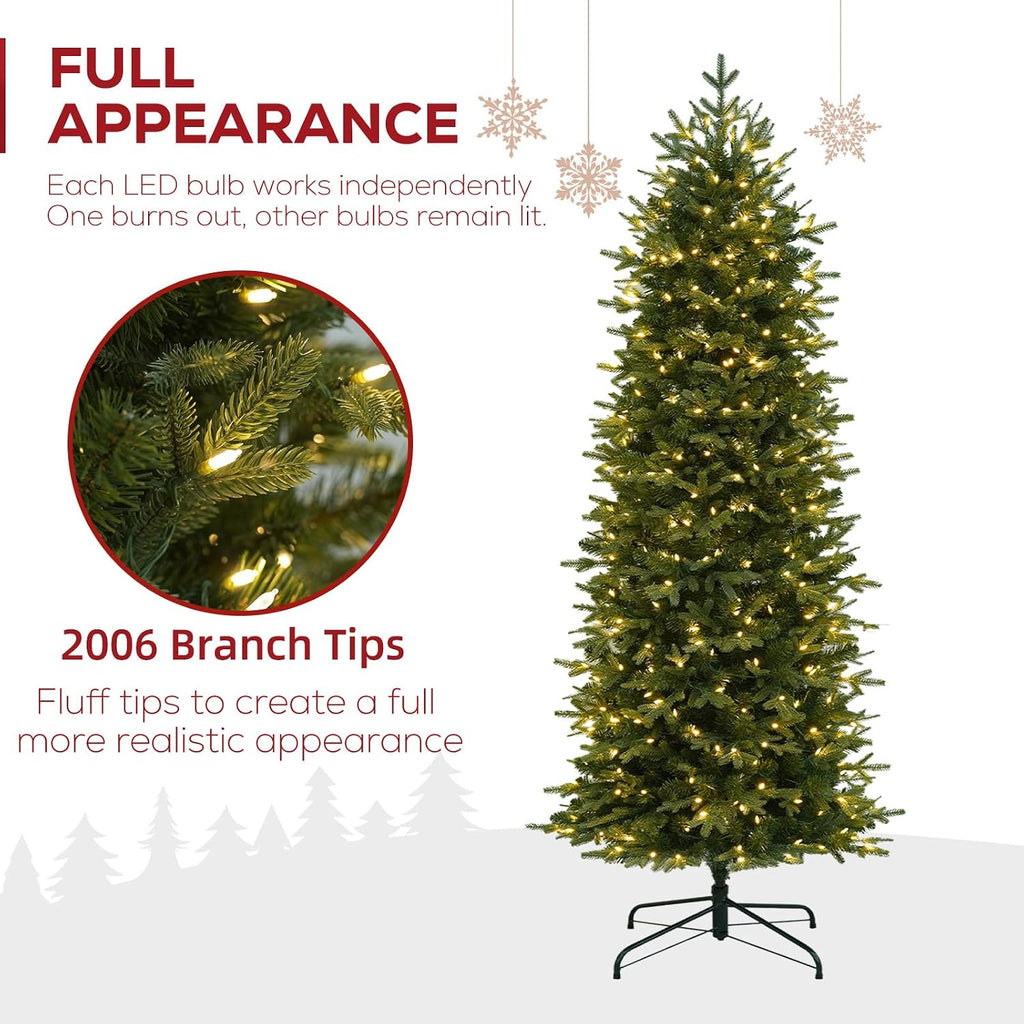 Prelit Pencil Christmas Tree with 400 Warm White LEDs