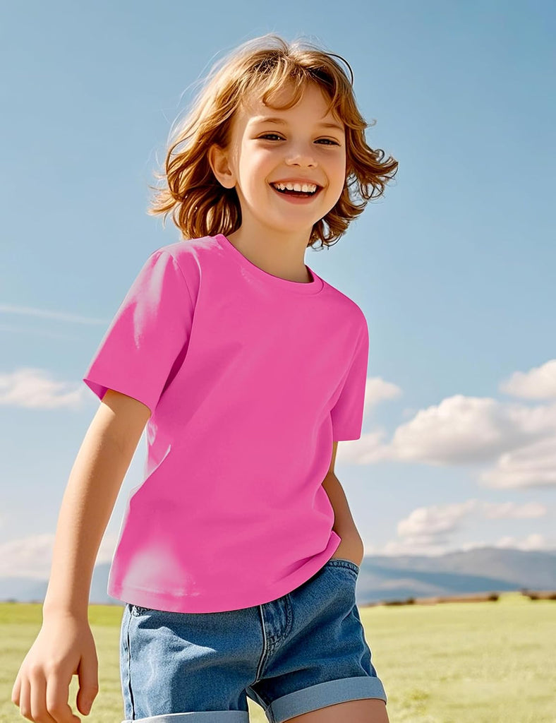4 Pack Girls Short Sleeve Shirts Cotton T-Shirts Summer Basic Tees