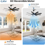 62" Ceiling Fan with LED Light and Remote - Black & Walnut