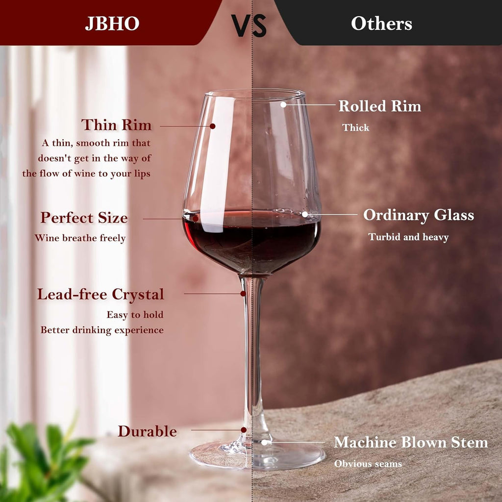 Hand Blown Italian Style Crystal Bordeaux Wine Glasses - Great Gift Packaging - Red Wine Glasses Lead-Free Premium