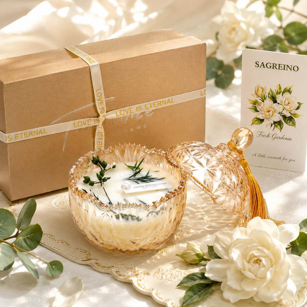 Gardenia Scented Soy Jar Candle Gift in Reusable Crystal Glass