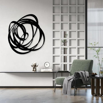 Abstract Metal Wall Art, Modern Art Decor, Unique Metal Wall Decor (Black, 19"x17" | 47x43.5 cm)