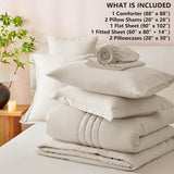 Queen Comforter Sets - 7 Piece Bed in a Bag Beige Comforter Set with Sheets Luxury Queen Bed Set All Seasons