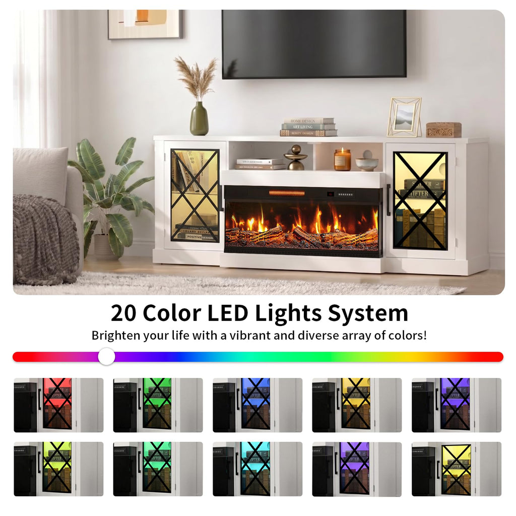 Fireplace TV Stand for TVs up to 90", 3-Sided Electric Entertainment Center with 40" LED Fireplace, Media Console