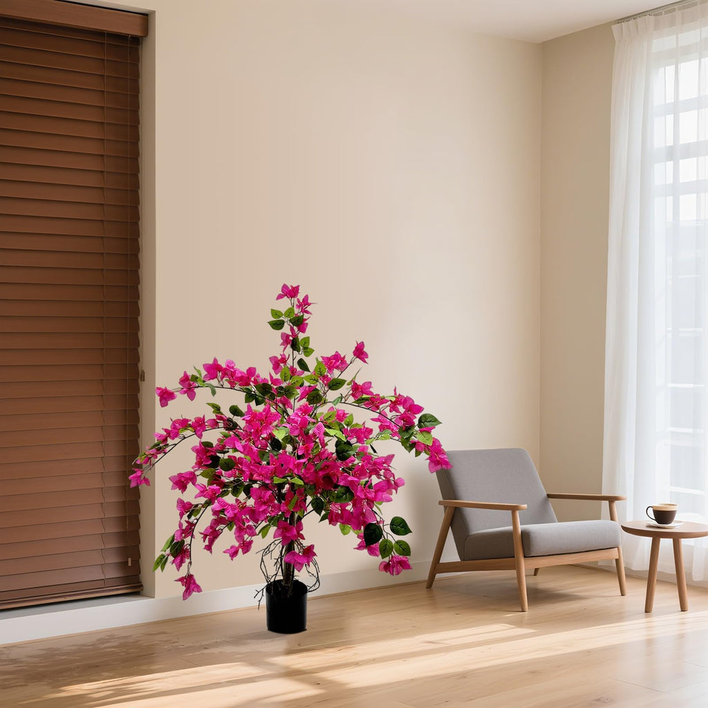 3FT Artificial Bougainvillea Tree - Realistic Faux Bougainvillea Tree with Pink Silk Flowers, Lifelike Artificial