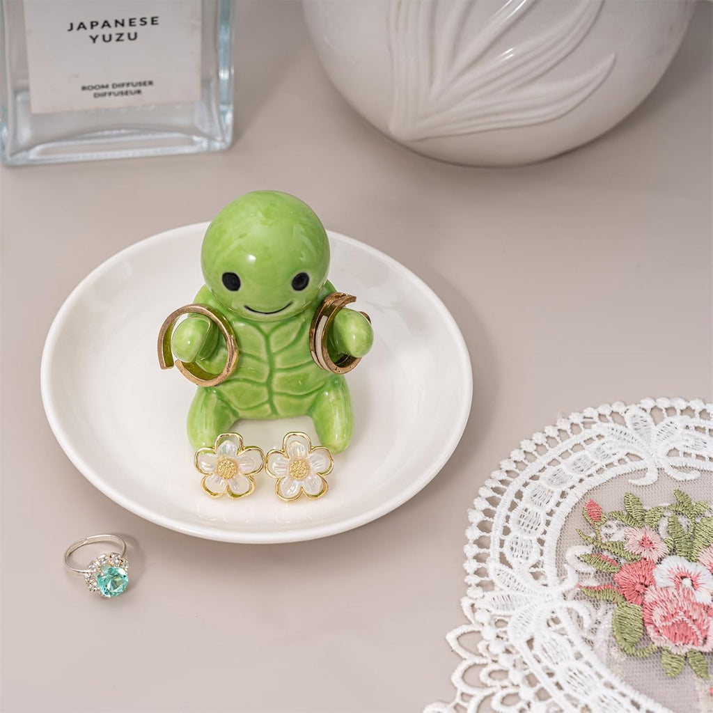 Cute Turtle Ring Holder Dish, Ceramic Jewelry Holder Preppy Room Decor, Turtle Gifts for Women Birthday Christmas