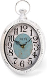 ZENFUN Oval Retro Wall Clock, Rustic Silent Clocks, Elegant Vintage Style, White Antique Design