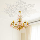 35.4'' Large PU Ceiling Medallion Combination Decorative 2.36'' ID French Style Chandelier Base Ceiling Medallion for