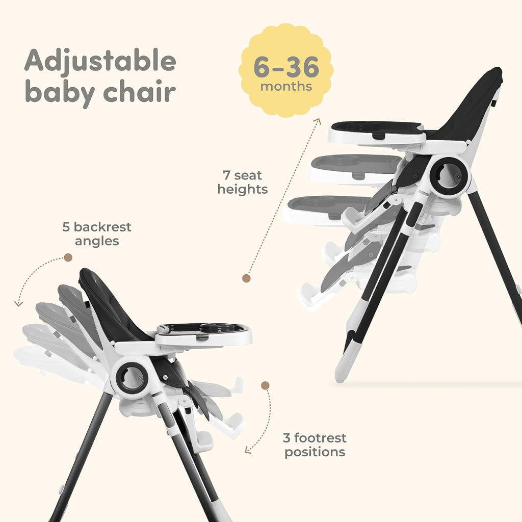 Baby High Chair Adjustable to 7 Different Heights - Foldable High Chairs for Babies and Toddlers - Silla para Comer