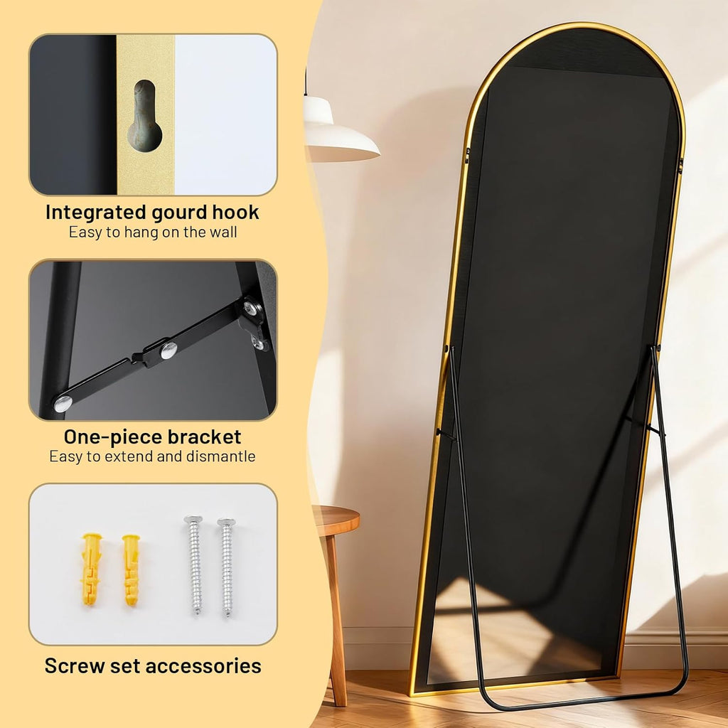 Arched Full Length Mirror, 71"x26"Large Floor Mirrors, for Wall Door Bedroom Bathroom Living Room (Gold)
