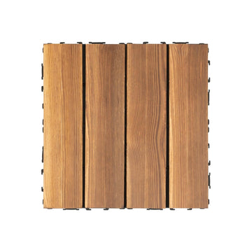 Hardwood Interlocking Patio Deck Tiles, 36 PCS 12" x 12" Square Composite Decking Tiles with PE Backing Base for