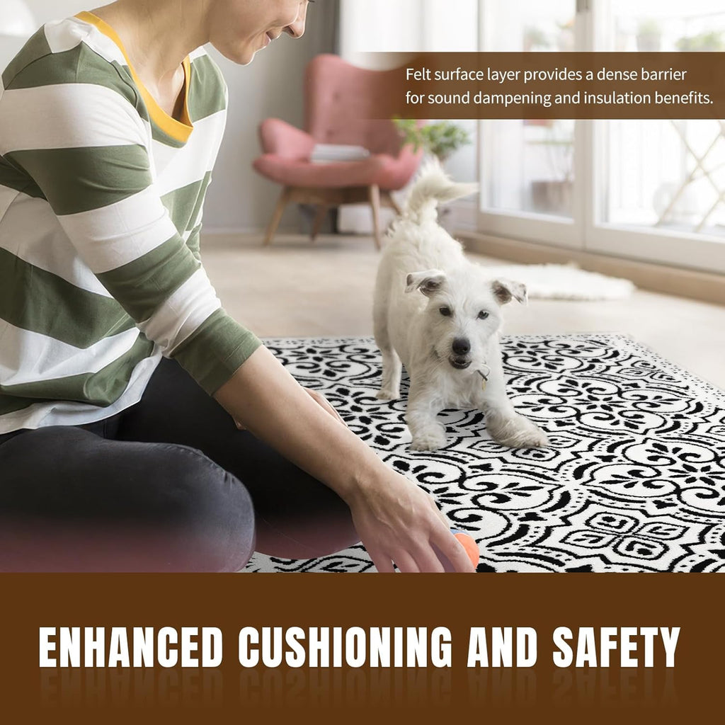 5' x 7' Non Slip Rug Pad, 1/8" Felt Rubber Protective Padding - Set of 35
