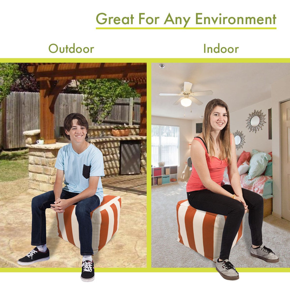MHG Square Pouf Ottoman Foot Rest | Treated Polyester | Modern Decorative Seating | Designed For Indoor & Outdoor