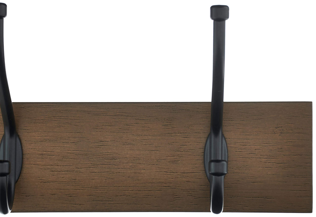 Rectangular Farmhouse Wall-Mounted Coat Rack, Storage Organizer, 5 Hooks, Barnwood