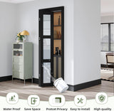 Bifold Closet Doors,Folding Door for 30" x 80" Opening,3-Lite Tempered Frosted Glass,Black Interior 