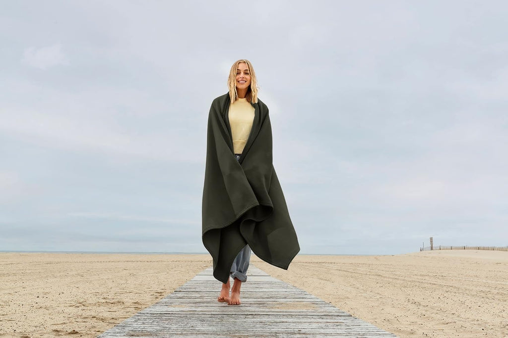 Lightweight Sweatshirt Blanket Throw - Warm & Cozy, Breathable Oversized Fleece Knit, Couch, Bed, Travel, Cold