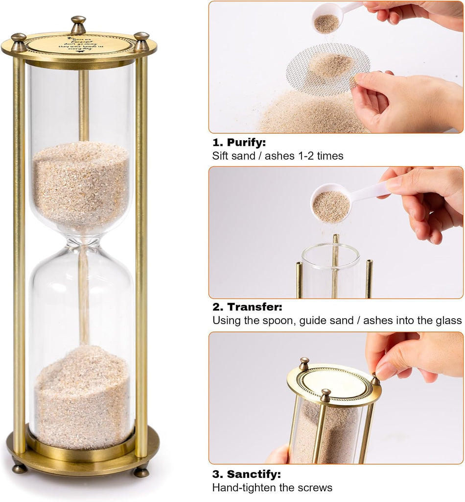 Butterfly Memorial Hourglass Urn for Ashes - Brass Finish