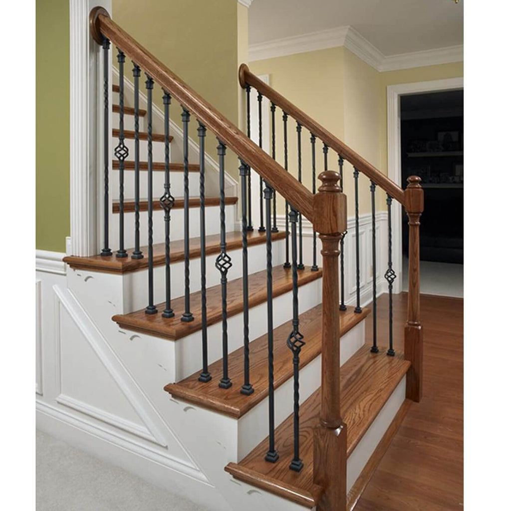 S09 Wrought Iron Balusters Set of 30 Decorative Metal Balusters for Decks Spiral Stair Railing 1/2-inch Hollow Double