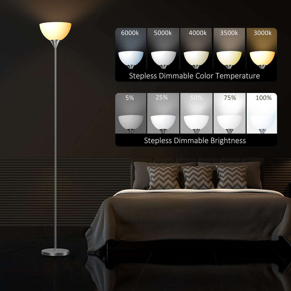 Floor Lamp, Remote Control with 4 Color Temperatures, Torchiere Floor lamp, Standing Lamps, Bulb Included (Brushed