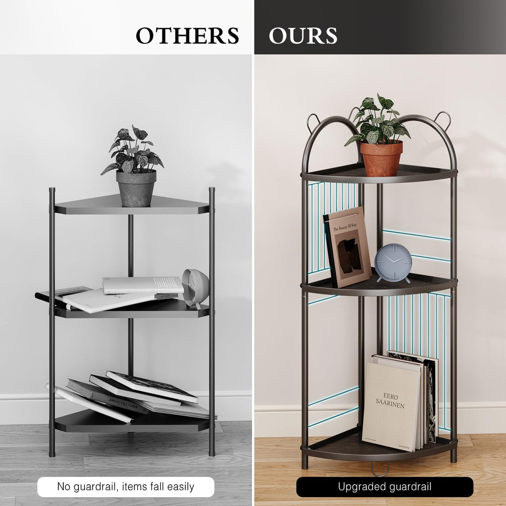 Corner Bathroom Shelf Metal Short Corner Stand Shelf Black Small Bathroom Storage Corner Shelf Unit for Toilet Shower