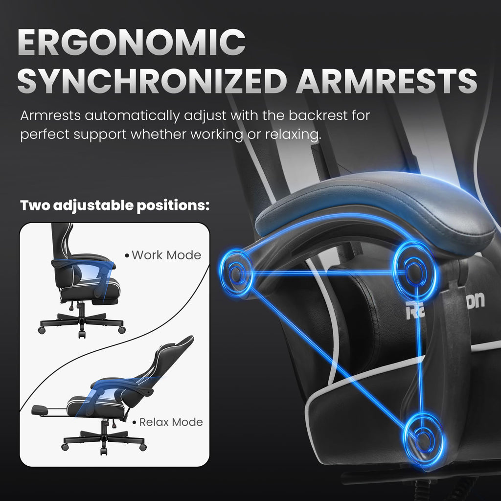 Gaming Chair for Adults, Upgraded Ergonomic Gamer Chair, Game Room, Black