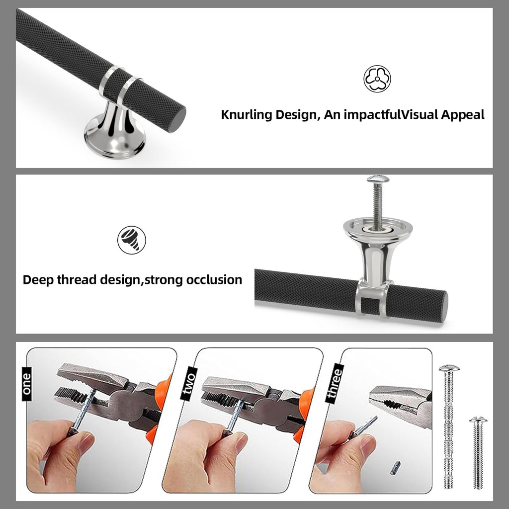 30 Pack 5 Inch Black and Polished Chrome Cabinet Handles