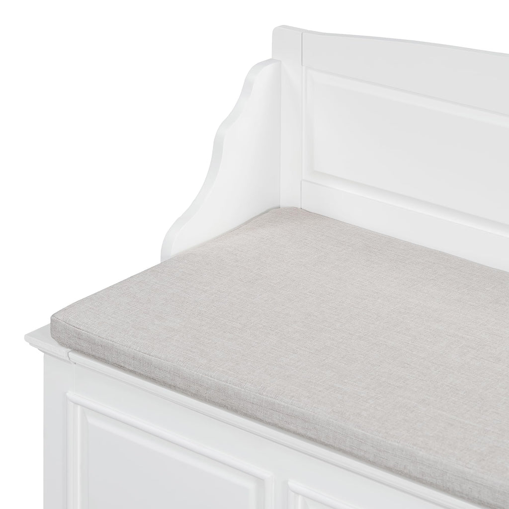 Rustic Entry Storage Bench with Hidden Compartments and Removable Cushion, Wooden Entryway Hallway Foyer Shoe Bench