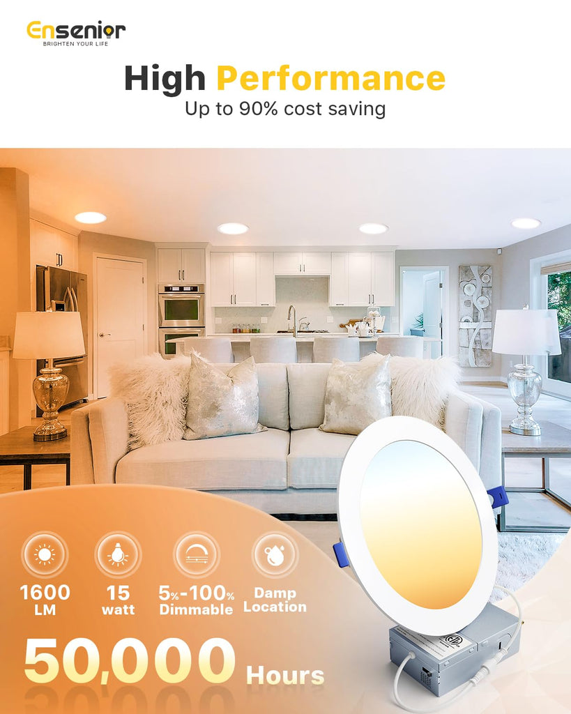 48 Pack 7 Inch LED Recessed Light, 5CCT Dimmable Canless Wafer