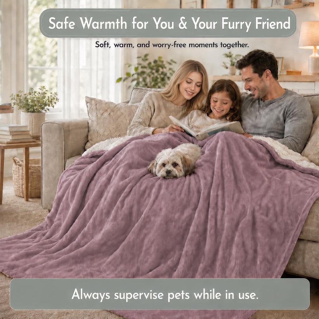 Electric Heated Blanket 90"x100", Berry