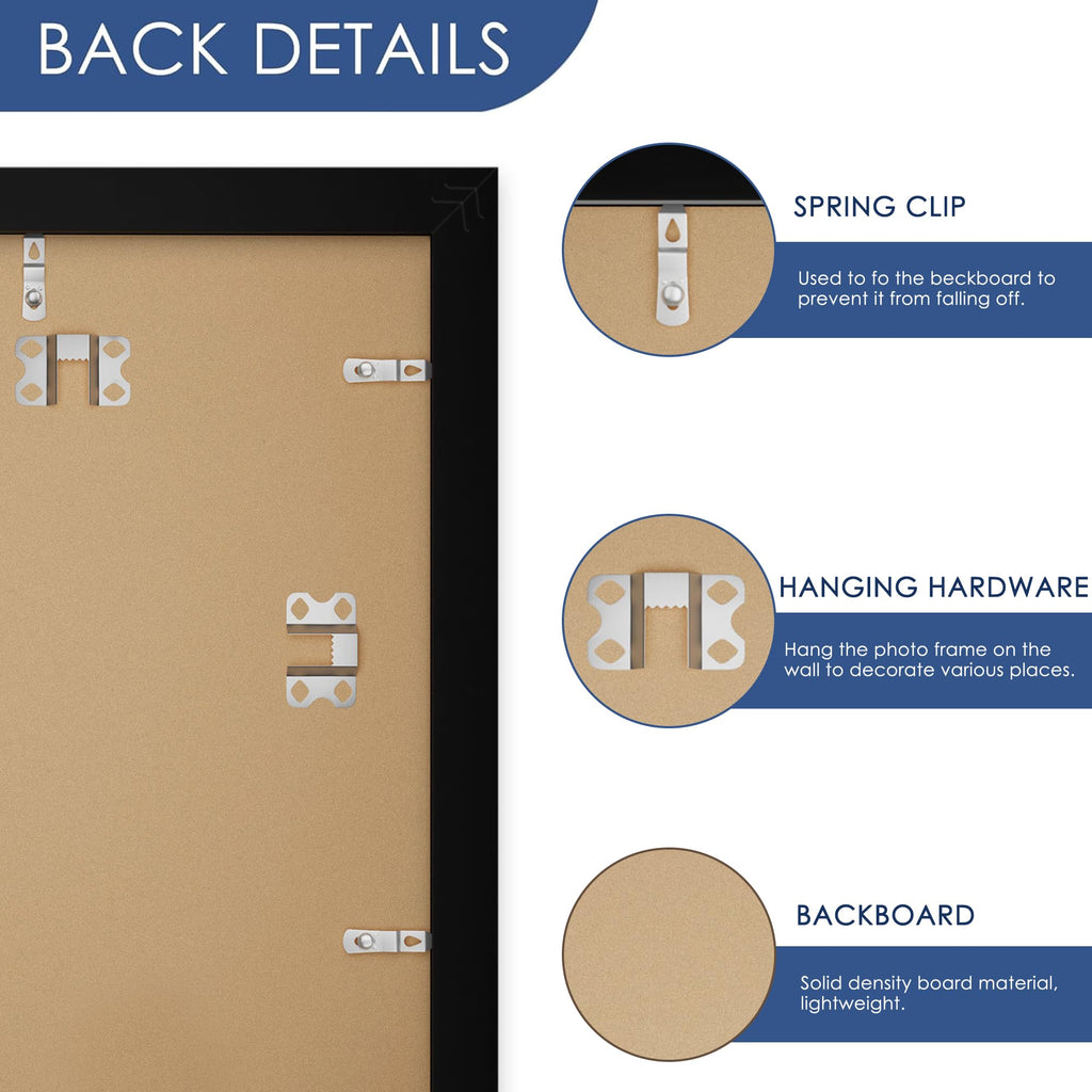 24x36 Poster Frame, Display Pictures 20 x 30 with Mat, Black.