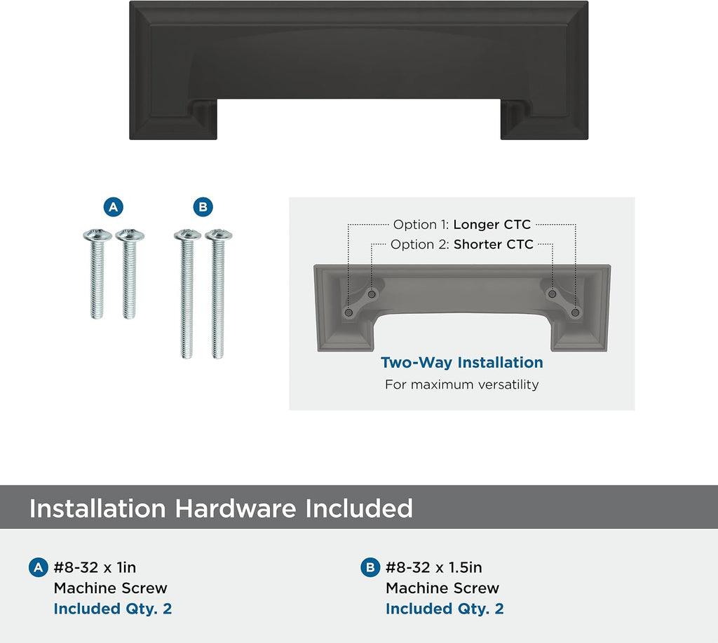 | Cabinet Cup Pull | Matte Black | 3 inch & 3-3/4 inch (76mm & 96 mm) Center to Center | Appoint | 1 Pack | Drawer Pull