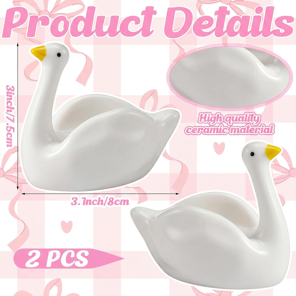 Silly Goose Jewelry Tray Trinket Dishes Ceramic Ring Holder Small Trinket Bowl Cute Decorative Silly Goose Room - Set of 2