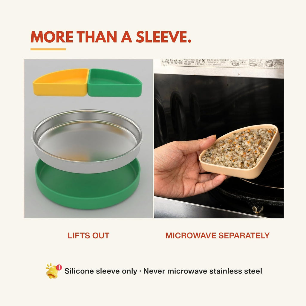 Silvare Divided Stainless Steel Kids Plate & Silicone Bowl Set