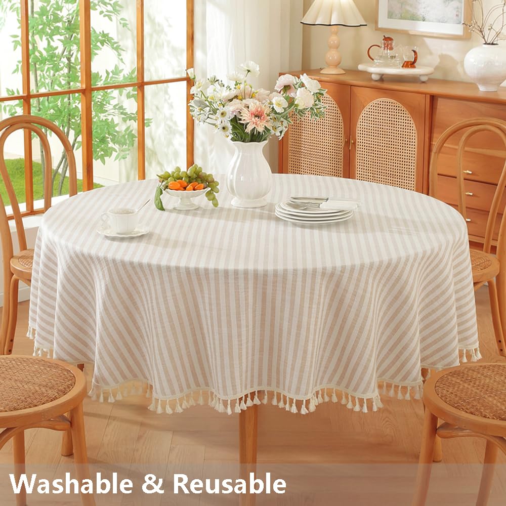 Round Tablecloth 70 Inch Beige Fall Tablecloth Outdoor Table Cover