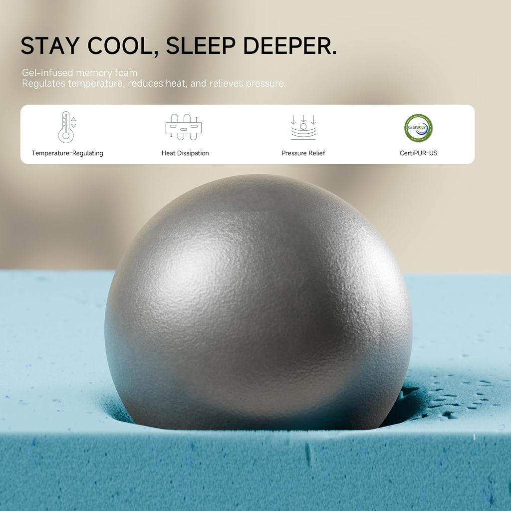 Queen Mattress 12-Inch for Cooler Sleep - Cooling Gel Memory Foam with Pressure Relief & Medium Firm Support, Cozy