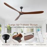 88" Ceiling Fan, Extra Large No Lights, 3 Wood Walnut Blades, DC Motor, Reversible Propeller Outdoor Ceiling Fan for Patios, Exterior House Porch, Farmhouse Gazebo with Remote Control A101-B0D9815C7D