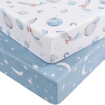 Pack and Play Sheets for Boys Girls, 38" x 26" Mini Crib Sheets Fitted for Pack n Play Mattress, Soft Breathable